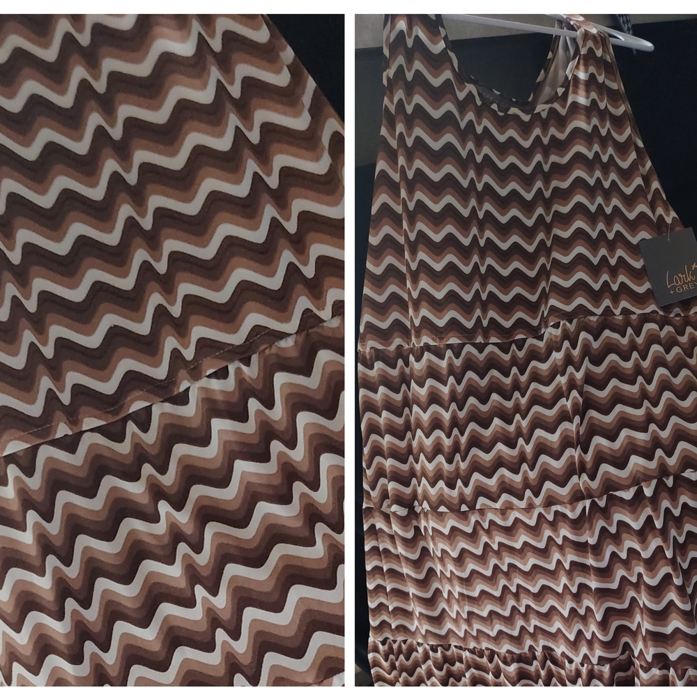 Brown and White Zigzag Dress